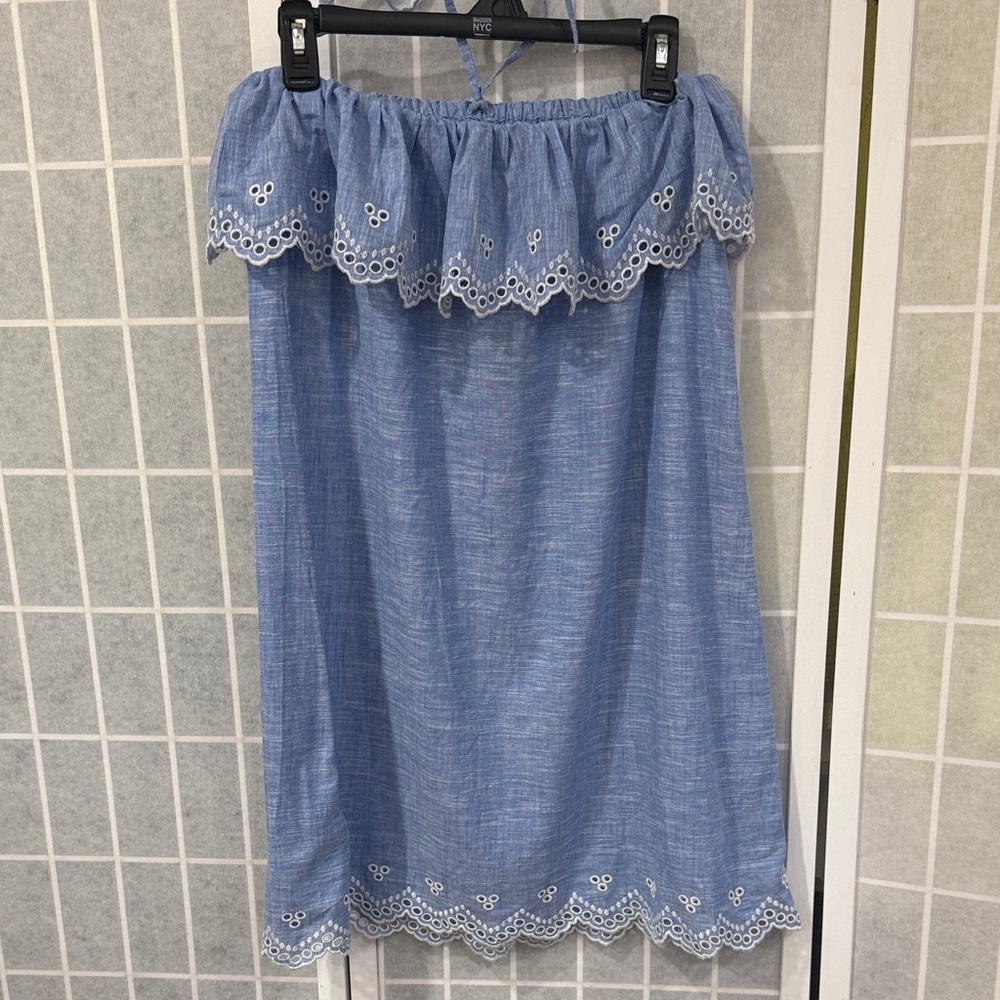 J. Crew | Dresses | Nwt J Crew Eyelet Blue Wash Beach Dress Size Medium